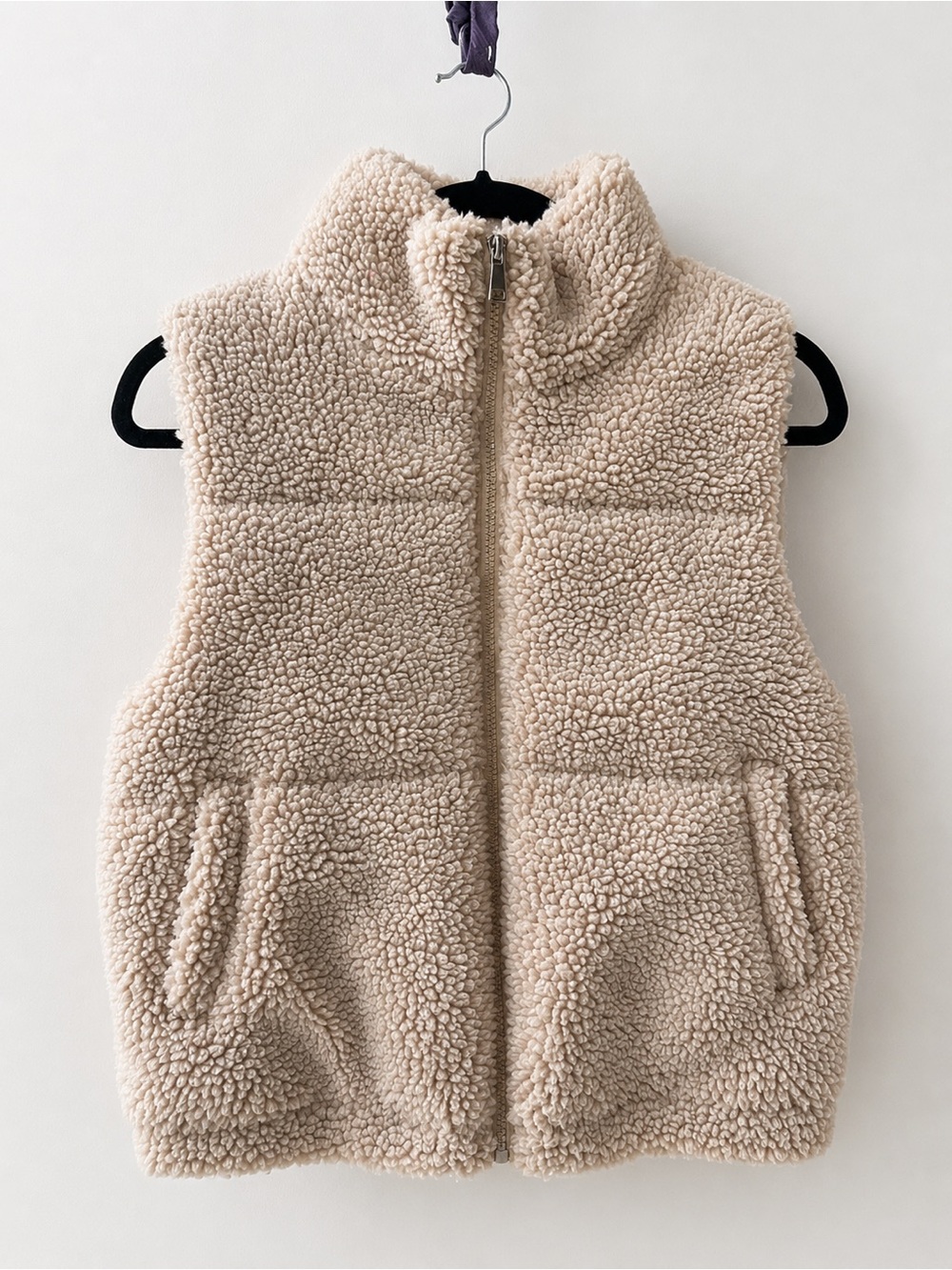 SWS Cozy Puffer Sherpa Teddy Vest Cream S/P